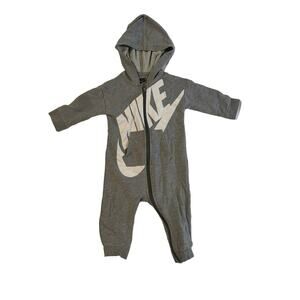Baby Gray zip Nike Hooded Jumpsuit